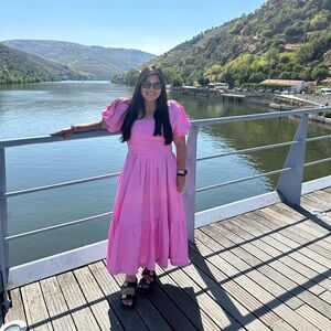 Abercrombie & Fitch Emerson Puff Sleeve Pink Dress